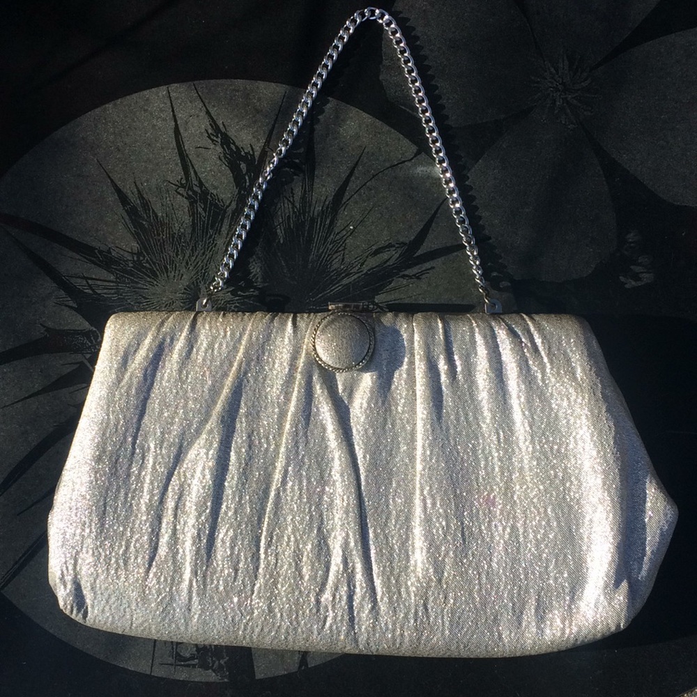 Vintage Silver Shimmer Clutch Wristlet Convertible